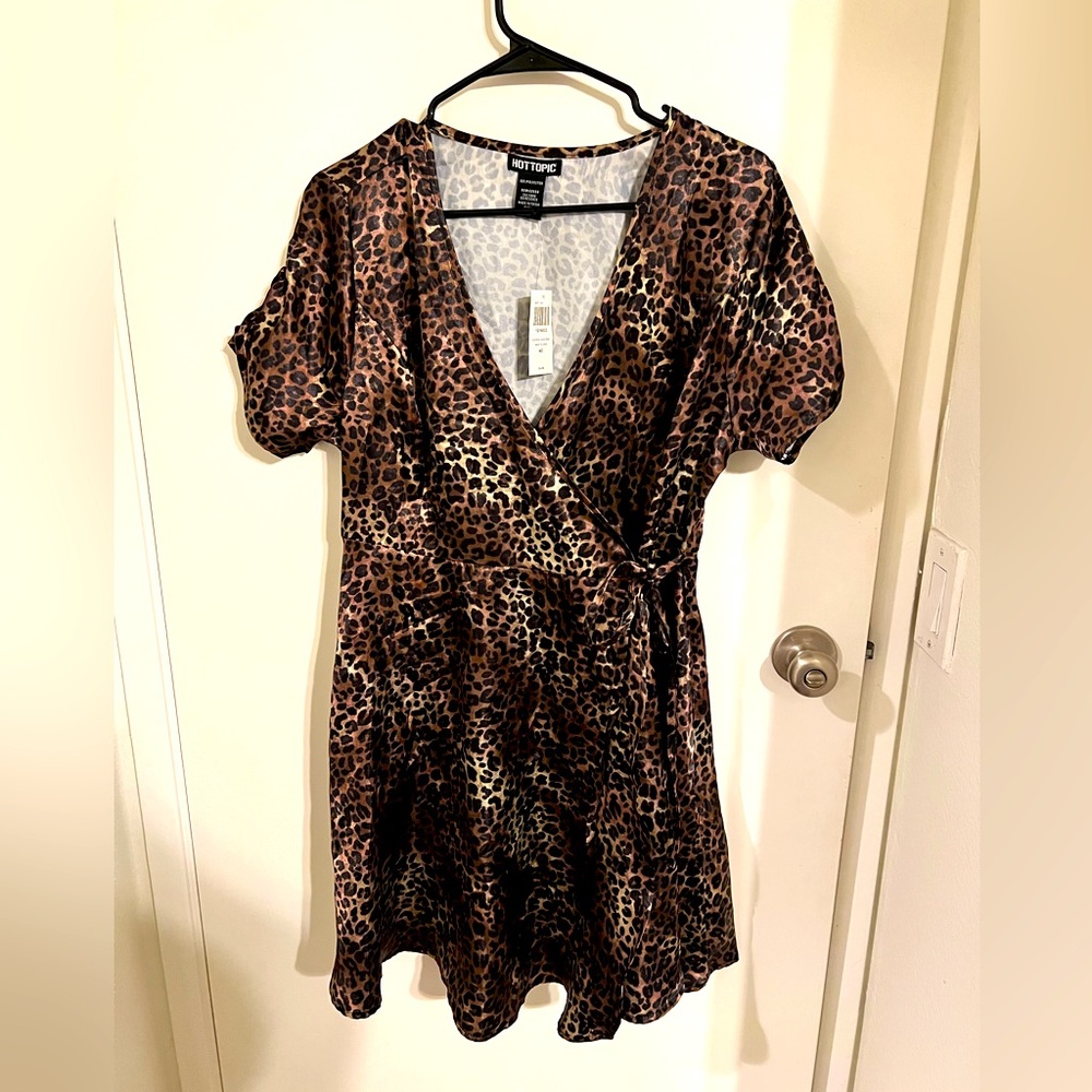 Hot Topic Brown Leopard Wrap Dress